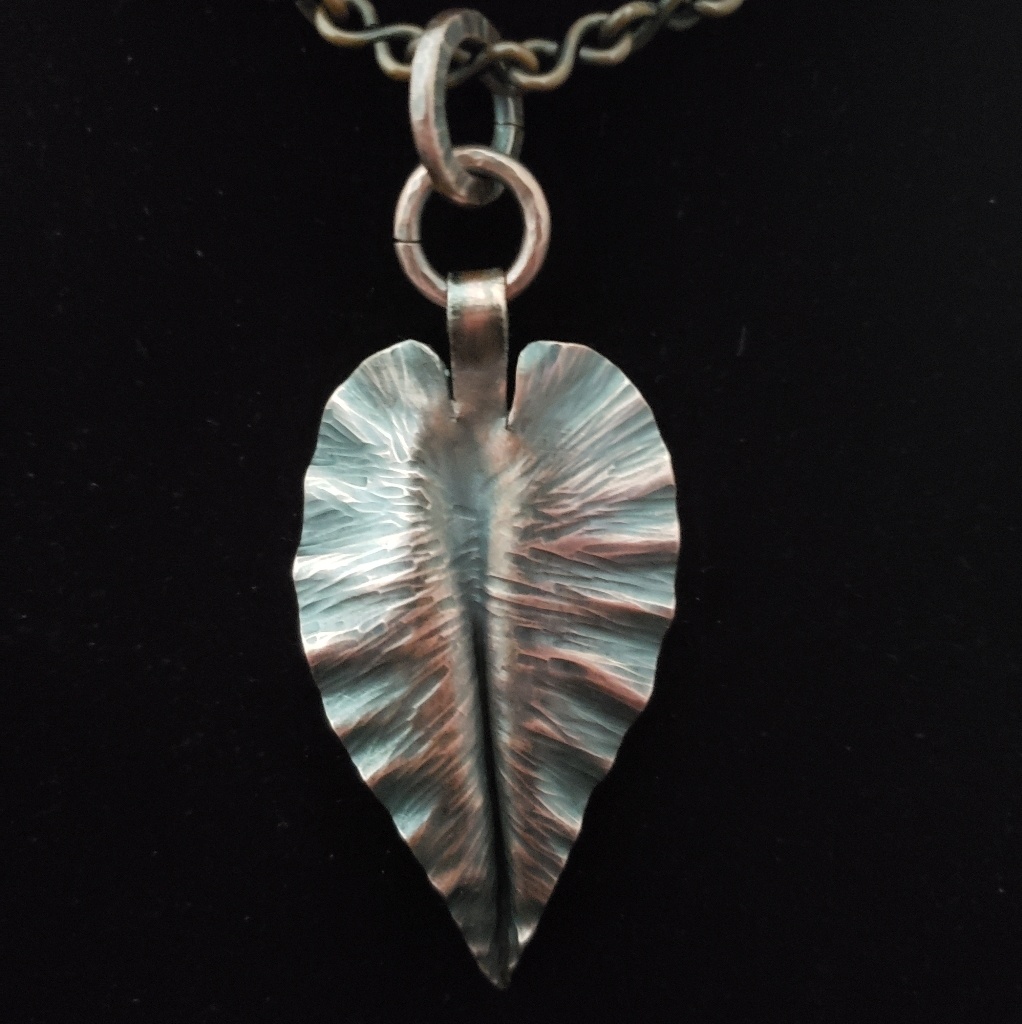 Solid Copper Handcrafted Leaf Pendant. Boho
